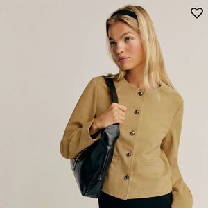 Reformation Veda Reed Leather Jacket Natural - Size M